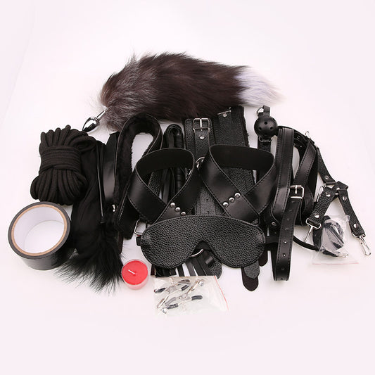 Sex Toys SM Binding Rope Handcuffs Whip Toys 18 Pieces Set