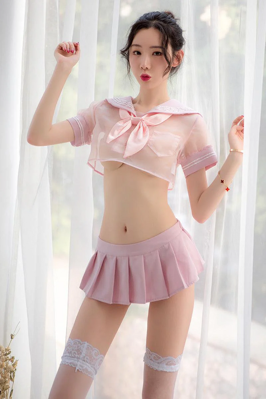 Sexy uniform student outfit sailor suit transparent suit (code: D50)