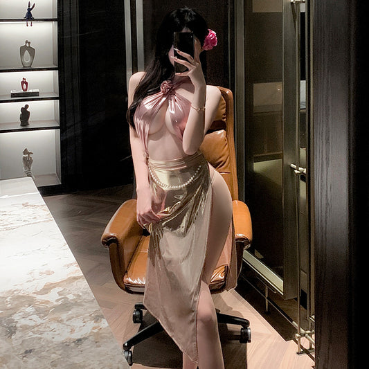 Sexy Lingerie Sexy Dai Style Three-Dimensional Rose Embellished Long Skirt(170)