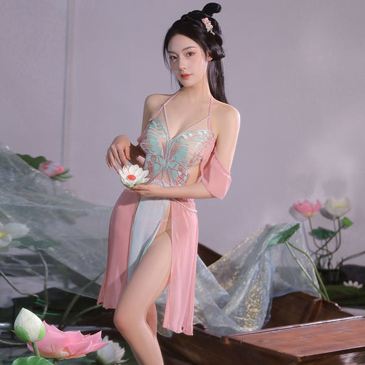 Sexy Lingerie With Butterfly Breasts And Elegant Split Skirt(180)