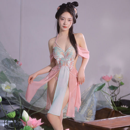 Sexy Lingerie With Butterfly Breasts And Elegant Split Skirt(180)