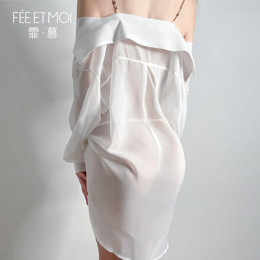 2-Way Sheer Nightdress with Rhinestone Straps (70)