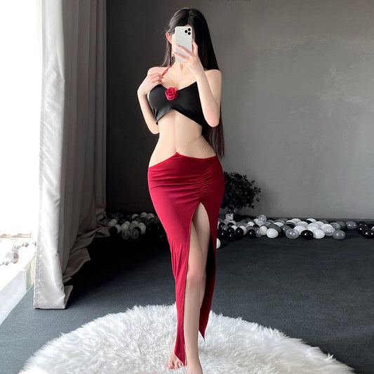 Sexy lingerie gold chain waist sexy bare back suit (C39)