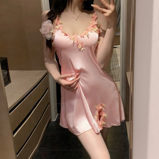 Embroidered Satin Lingerie Slip – Backless