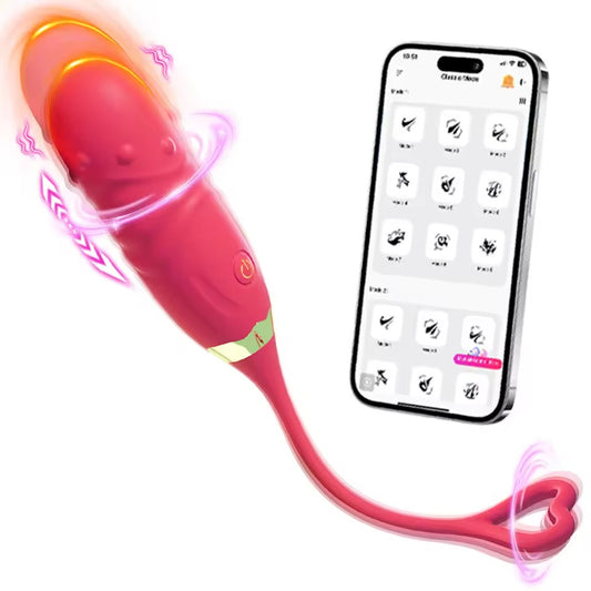App Controlled Heart Love Egg Vibrator - Long Distance Telescopic Vibrating Bullet for Couples