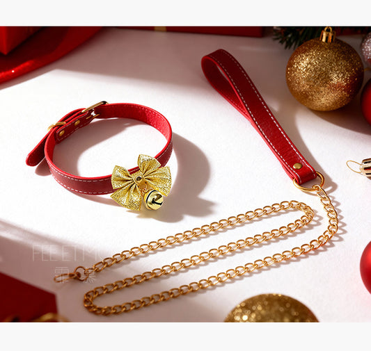Christmas Joy: Festive Velvet Collar & Detachable Leash Set