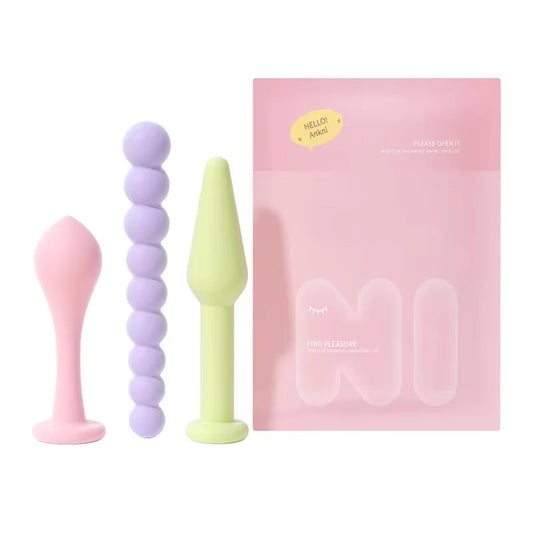 Three-Piece Anal Plug Sex Toys Soft Prostate Massager