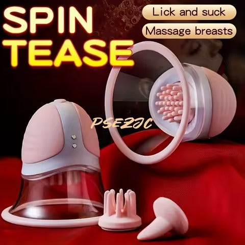 Nipple stimulation breast enhancement sucking vibrator rotating vacuum pump bra suction cup