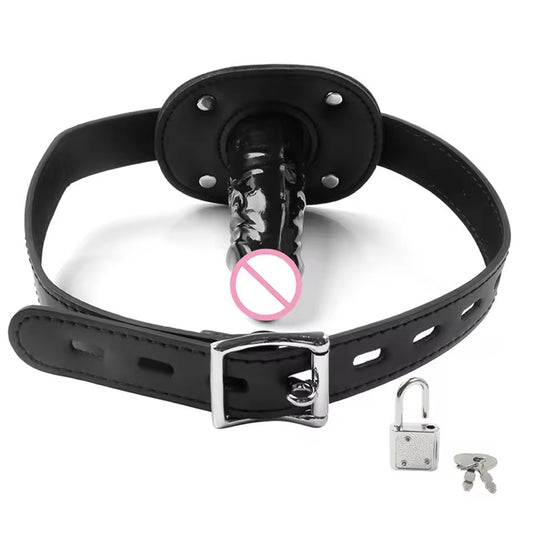 Flirting Gag Black Dildo Open Mouth Bondage Gag