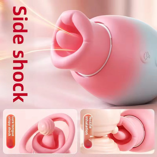 Cherry Lip Bite Suction Vibrator Liquid Silicone Soft Female Masturbator