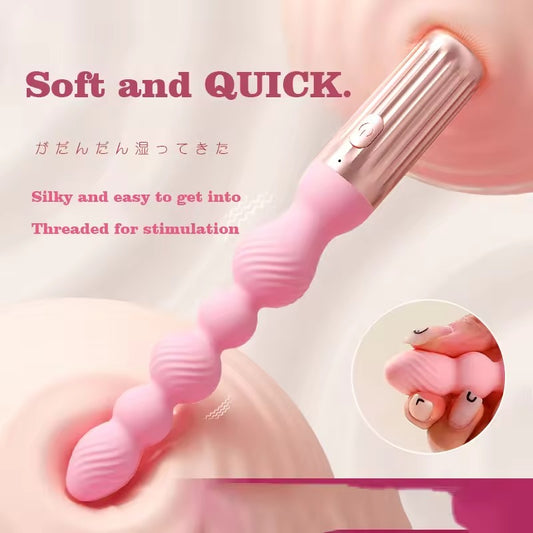 USB Rechargeable Silicone Anal Beads Vibration Massager
