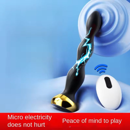 Electric Shock Vibration Metal Anal Plug Wireless Remote Control Male Prostate Massager