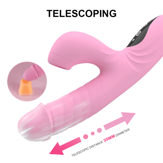 LCD Sucking Tongue Licking Telescopic Massage Vibrator Sex Toy