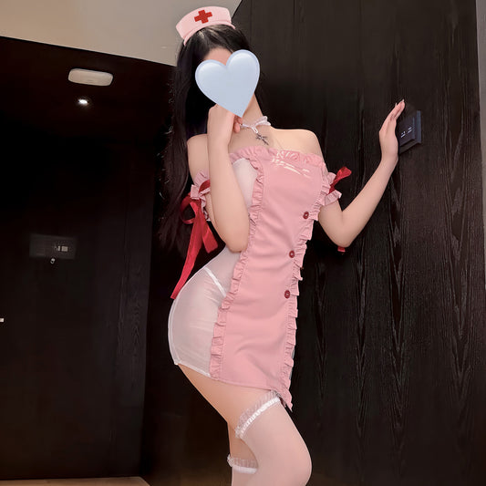 Charming Midnight Nurse: Provocative See-Through Lingerie(302)