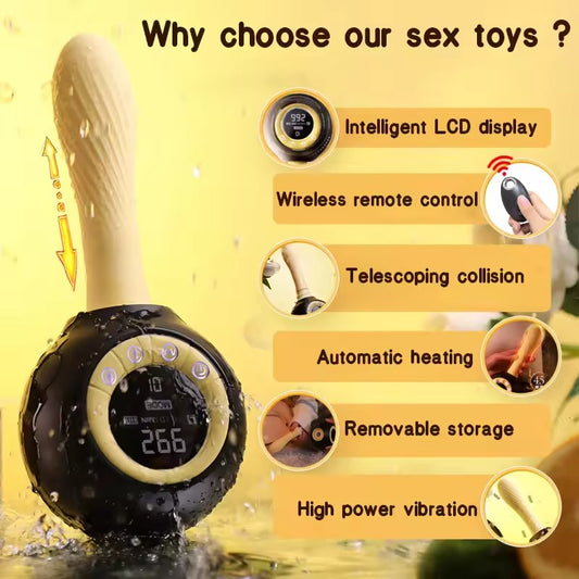 Automatic dildo retractable thrust heating G-spot sex machine massage stick