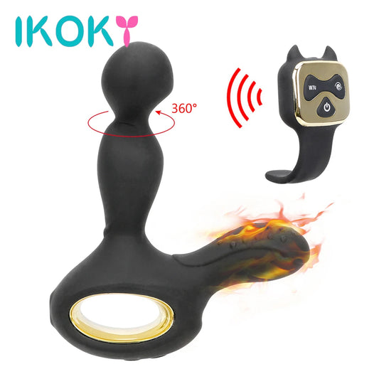 IKOKY Vibrating Rotating Heated Anal Plug Prostate Massager