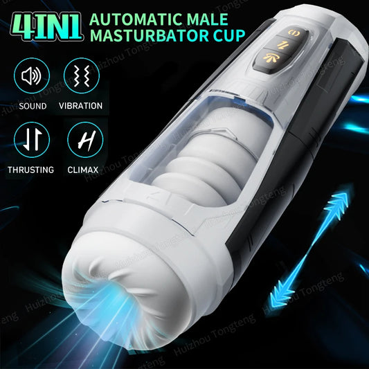 Automatic Telescopic Thrusting Sucking Vibrating Masturbation Cup