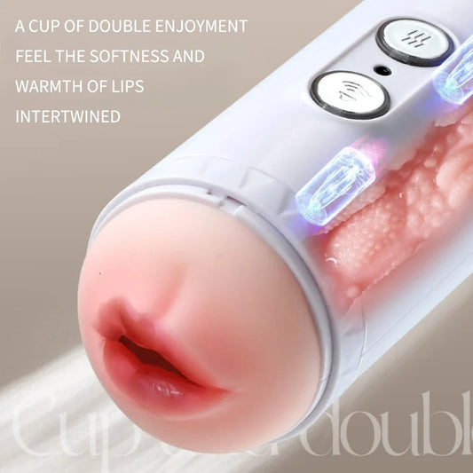 Double Channel Vagina Penis Sucking Blowjob Vibrator Cup