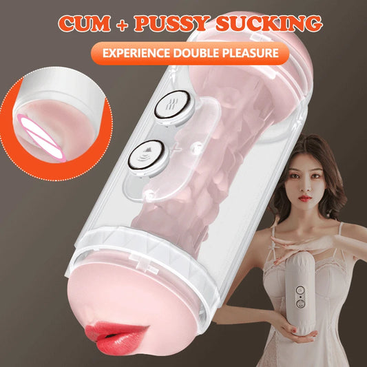 Double Channel Vagina Penis Sucking Blowjob Vibrator Cup