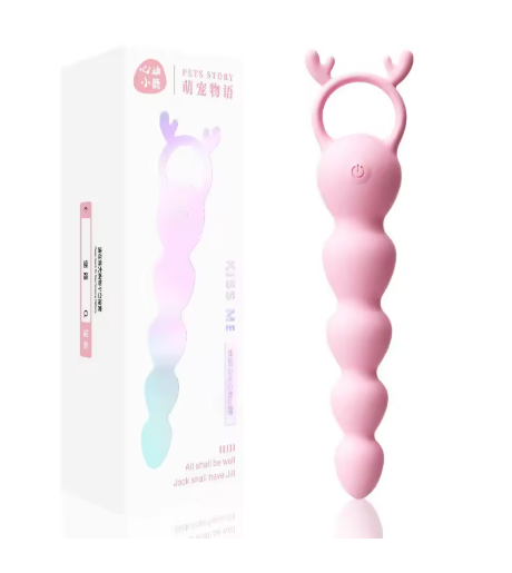 Heart-beating deer anal bead plug vibrating massager