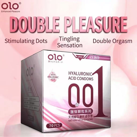 0.01 Ultra-Thin Dotted Pink Condoms - Hyaluronic Acid Lubricated Textured Condoms (10 Pack)