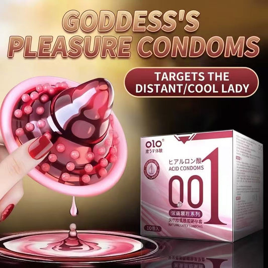 0.01 Ultra-Thin Dotted Pink Condoms - Hyaluronic Acid Lubricated Textured Condoms (10 Pack)