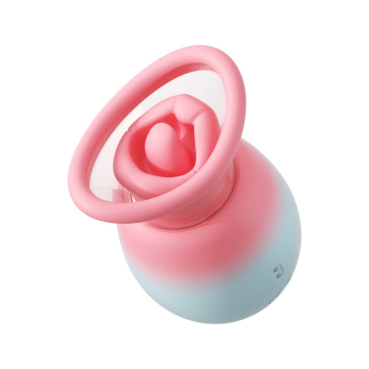 Cherry Lip Bite Suction Vibrator Liquid Silicone Soft Female Masturbator
