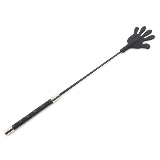 Black Hand-Shaped Silicone Long Whip PU Handle Leather Whip