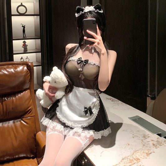 Sheer Strapless Maid Lingerie Costume Set