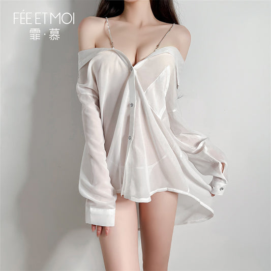 2-Way Sheer Nightdress with Rhinestone Straps (70)