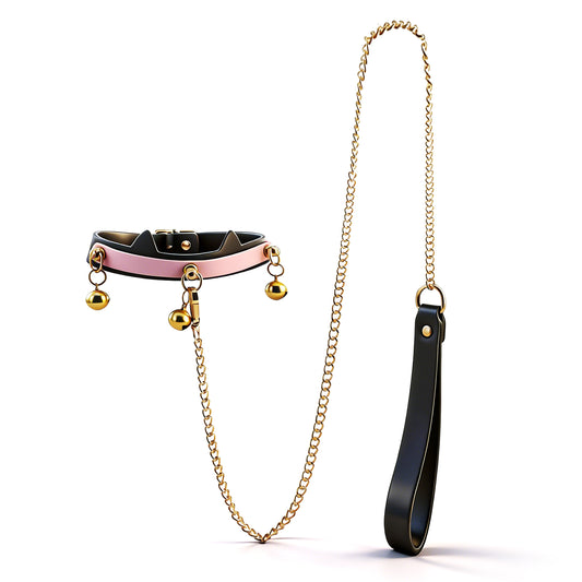 Cat Ear Headband & Choker Collar with Leash Set - Cute Kitten Play Restraint Toy
