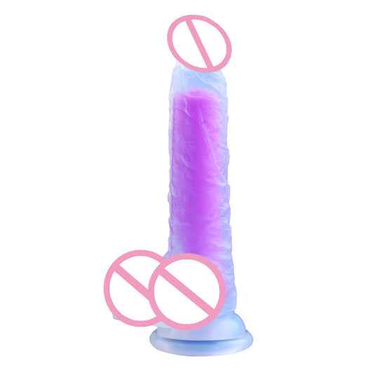 Crystal Clear Dildo with Purple Inner Core - Transparent Dual-Layer Sex Toy