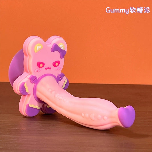 Cute Gummy Bear Wearable Dildo - Strap-On Panty Harness Lingerie Set