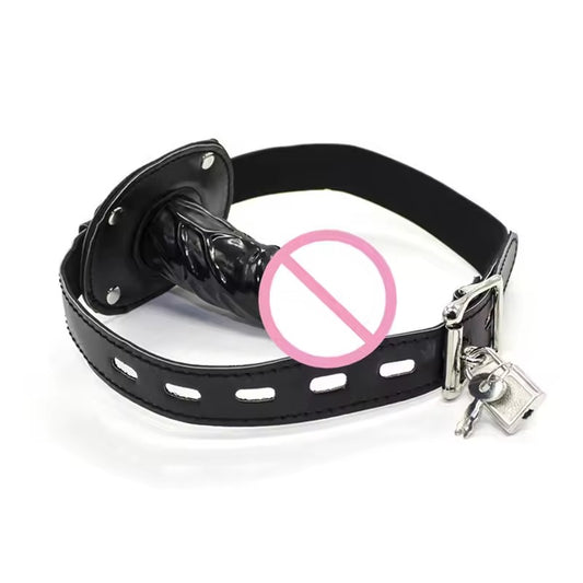 Flirting Gag Black Dildo Open Mouth Bondage Gag