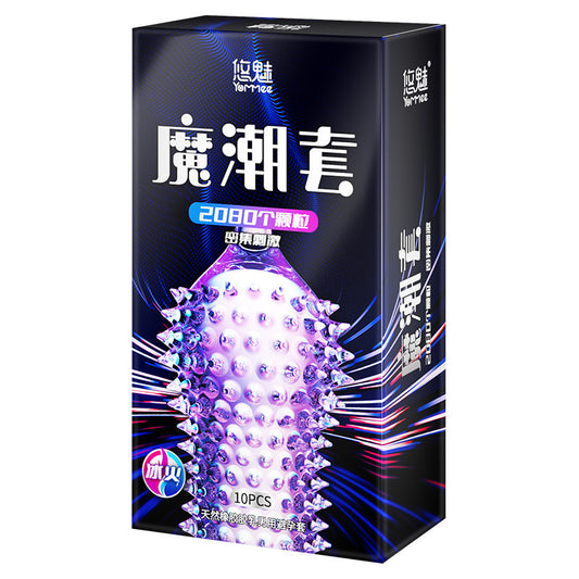 Ice & Fire Dual Sensation Dotted Condoms - Large Textured Latex Condoms (10 Pack)