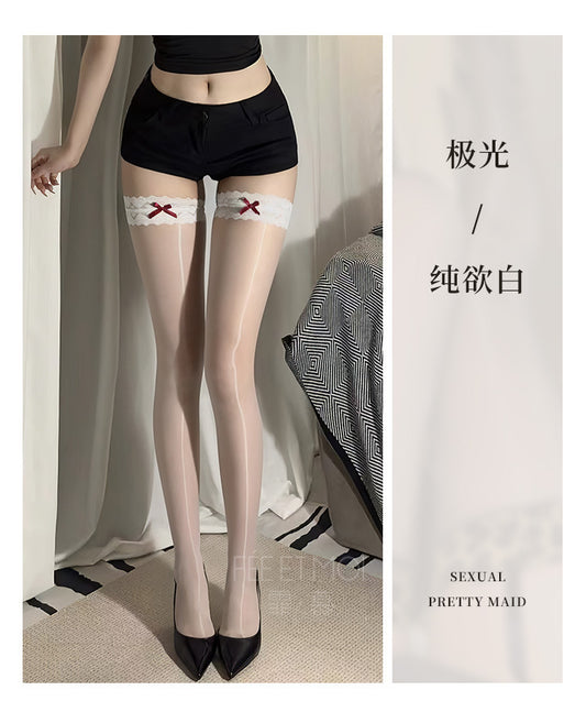 sexy lingerie lace butterfly pure desire silky Aurora stockings (536 white)