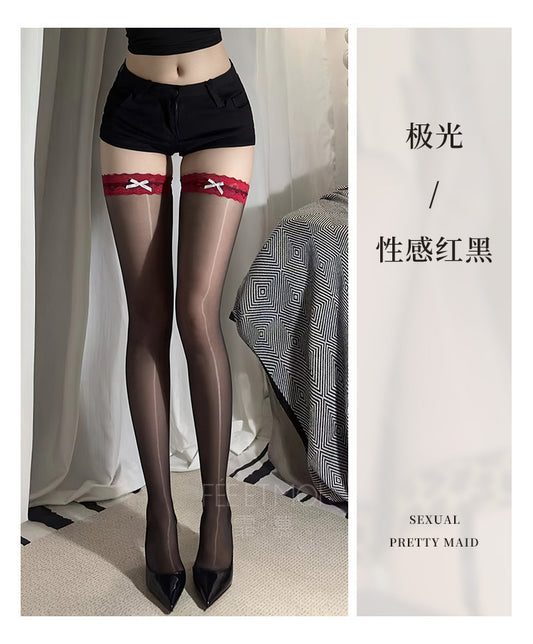 Lace Butterfly Pure Desire Silky Aurora Stockings (536 Red)