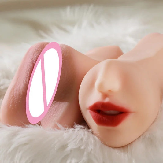 Men's oral, vaginal and anal three-hole masturbation device