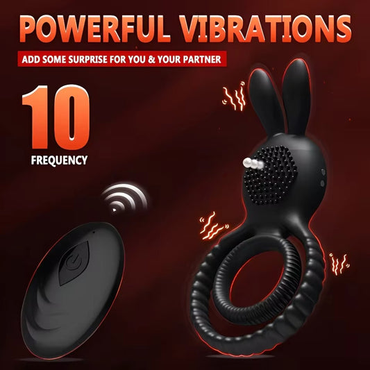 Rabbit Cock Ring Vibrator - Silicone Male Delay Ring for Couples Clitoral Stimulation – product image 2