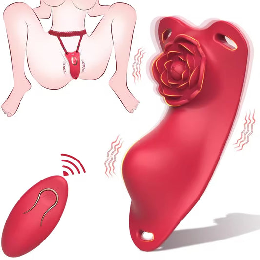 Invisible Wearable Panties Rose Vibrator Remote Control Clitoral Stimulator