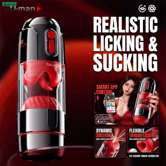 Smart App Automatic Male Stroker - Motorized Lip-Licking Vacuum Suction Cup