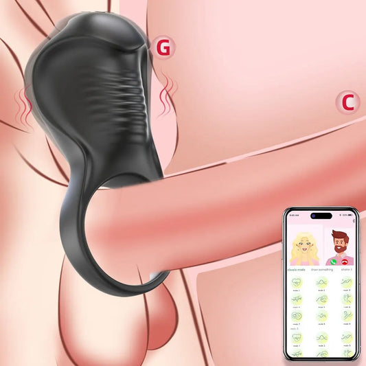 Smart App Controlled Cock Ring Vibrator - Bluetooth Male Delay Ring for Couples