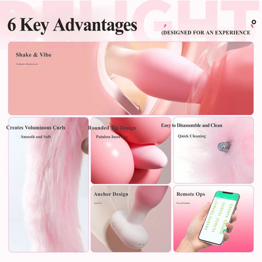 Smart App Controlled Electric Wagging Fox Tail Anal Plug - Wireless Remote Butt Plug