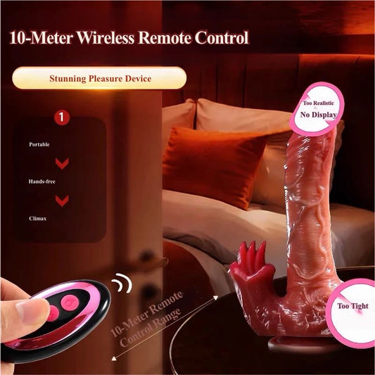Triple Tongue Licking Thrusting Dildo - Heating & Swinging Vibrator Sex Toy