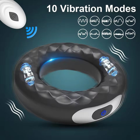 Wireless Remote Cock Ring Vibrator - Donut Silicone Delay Ring for Couples
