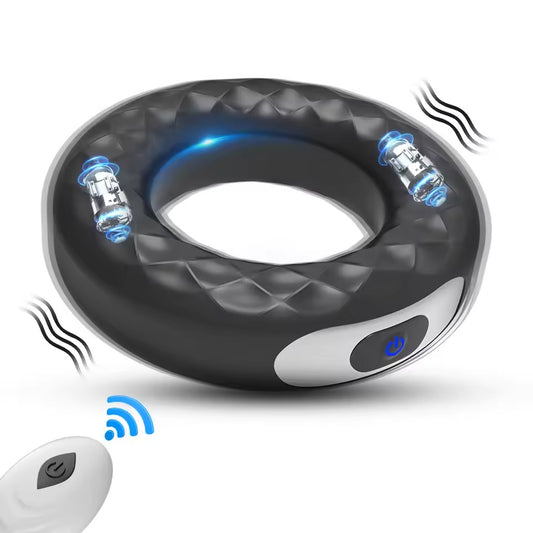 Wireless Remote Cock Ring Vibrator - Donut Silicone Delay Ring for Couples
