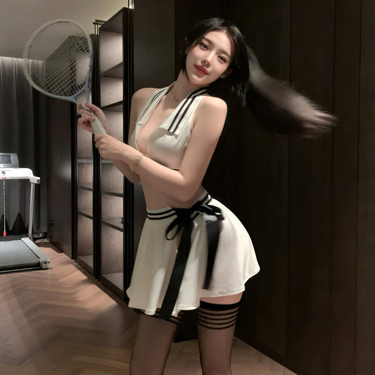 圣诞不眠夜深V领天鹅绒睡裙套装（C36）