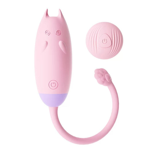 Cute Cat Wireless Remote Bullet Vibrator - USB Rechargeable Love Egg for Women（pink）