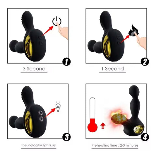 IKOKY Vibrating Rotating Heated Anal Plug Prostate Massager