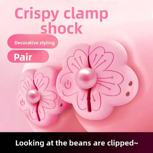 Peach Blossom Remote Control Vibrating Nipple Clamps & Breast Massager